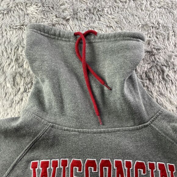 Wisconsin Badgers Sweatshirt Womens Small Gray Red Cowl Neck Pullover Bucky UW - Picture 5 of 9